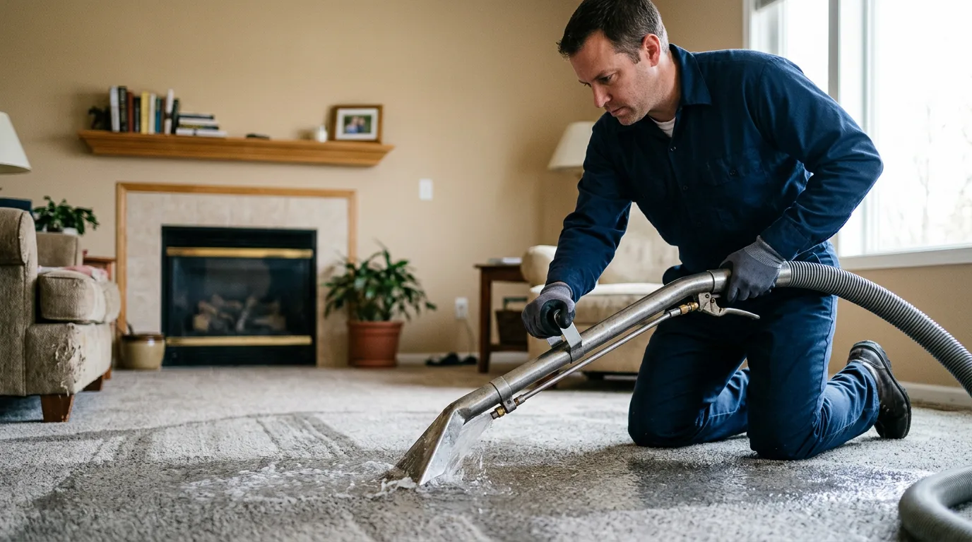 Water damage restoration technician working near Bucyrus, KS